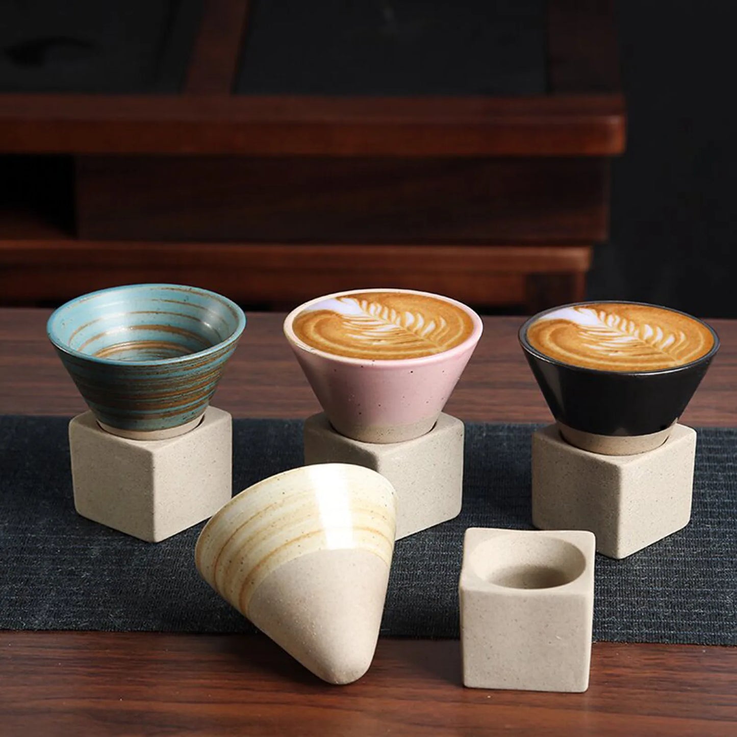 Japanese Style Coffee Teacups Thick Pottery Tea Cups Ceramic Mug Vintage Drinking Cup Cone Shape Coffee Cup for Tea Brewing