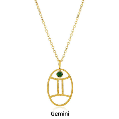 Zodiac Necklace for Women Aries Leo Pisces Sagittarius 12 Constellation Stainless Steel Neck Chains Jewelry Girl Birthday Gifts - HORA GIFT