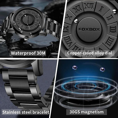 FOXBOX Military Waterproof Watch For Men LIGE Luxury Crolling Pointer Magnetic Force Watch Men Fashion Sport Quartz Chronograph