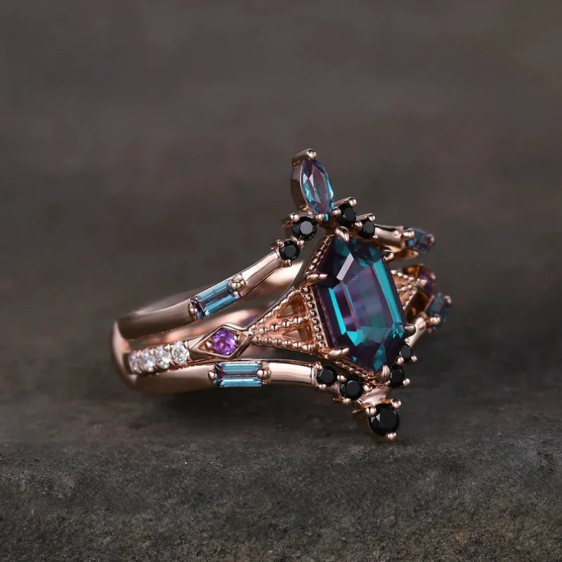 2 Sets of New Creative and Luxurious Women's Ring Sets, Inlaid with Synthetic Cubic Zirconia AValentine's Day Gift for Your Wife