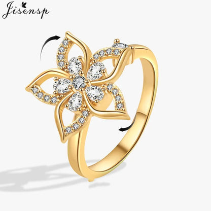 Korean Woman Anxiety Relaxing Ring Multiple Crystal Sunflower Snowflake Knuckle Rings Anti Stress Jewelry Girls Rotating Gift