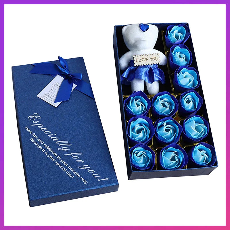 Soap Rose Romantic Scented Bath Soap Flowers Home Decor Fake Flower Wedding Pink Petal Valentine's Day Party Gift Box