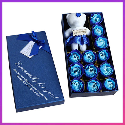 Soap Rose Romantic Scented Bath Soap Flowers Home Decor Fake Flower Wedding Pink Petal Valentine's Day Party Gift Box