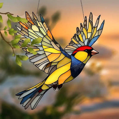 Cute Charming Cardinals Suncatcher Stained Glass Effect - HORA GIFT