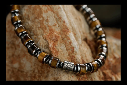 Men's Tiger Eye Bracelet - Natural Stone for Grounding & Protection | Adjustable Healing Crystal Gift for Him