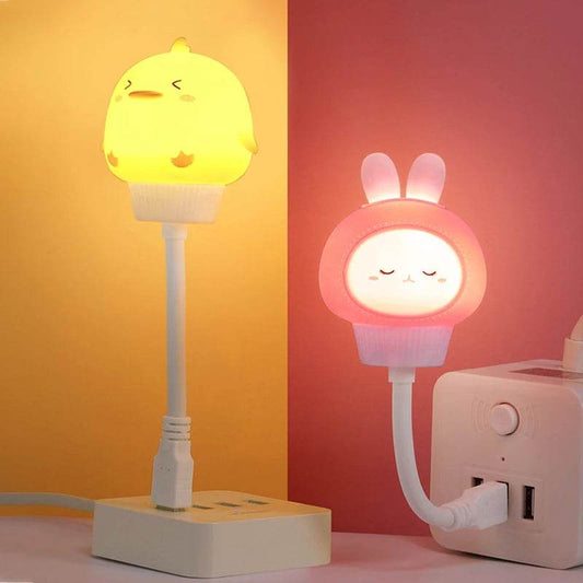 USB Night Light LED Cute Cartoon Night Lamp Bear Chick Kitten for Baby Kid Bedroom Decoration Bedside Lamp - HORA GIFT