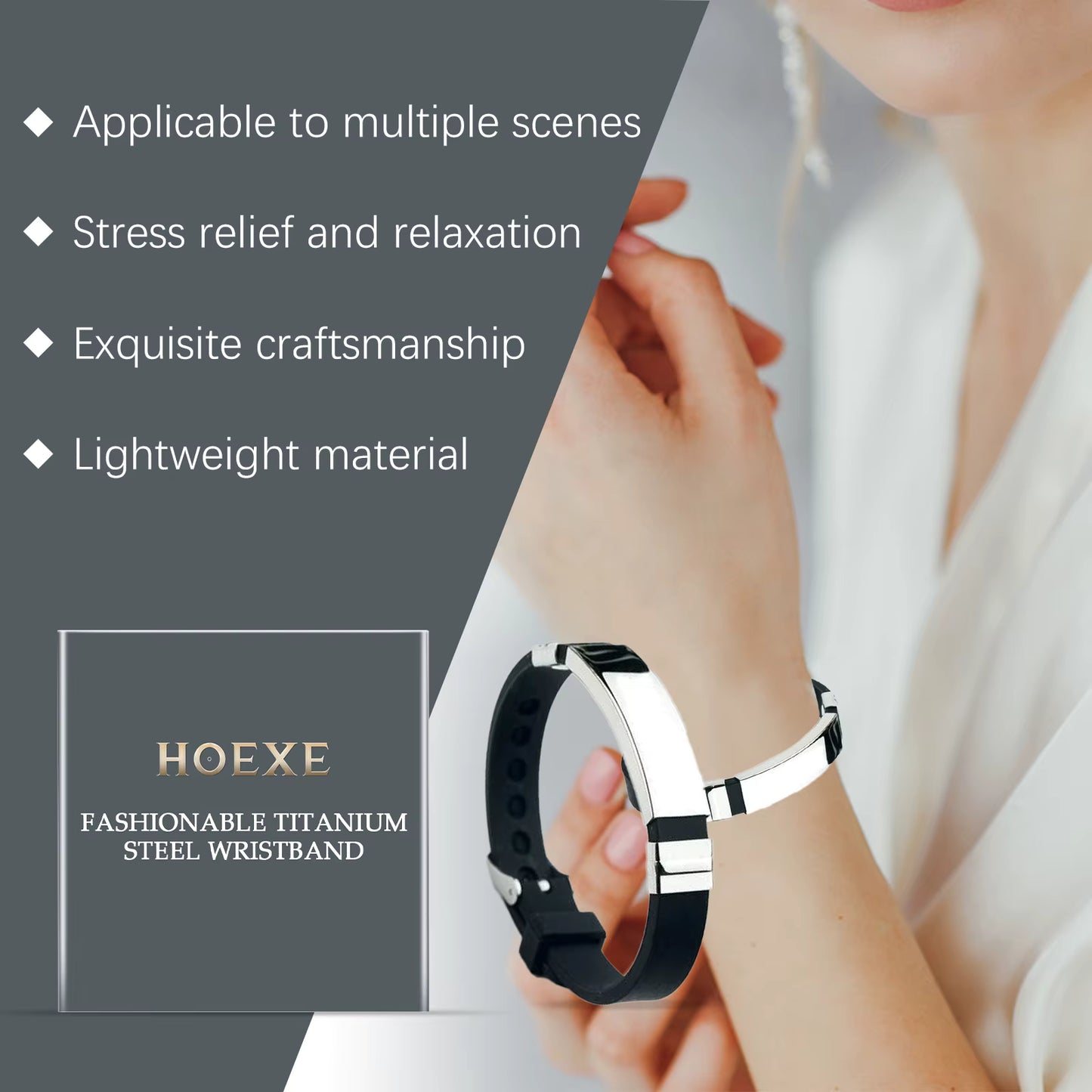 Houkea Unisex Smart Bracelet Comfortable Titanium Steel Personalized Fashion Decor Portable Care Accessory