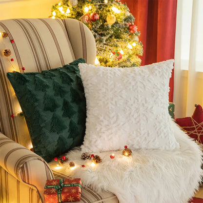 Christmas Pillow Covers Soft Plush Pillowcase Cushion Cover for Couch Sofa Holiday Festivals Winter Home Decor