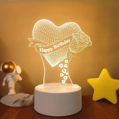 Romantic Love 3D Acrylic Led Lamp for Home Children's Night Light Table Lamp Birthday Party Decor Valentine's Day Bedside Lamp