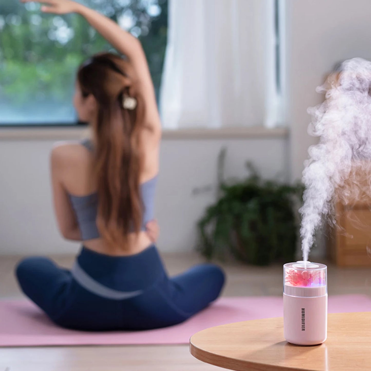 Mini Air Humidifier 180ML Portable Small Humidifier with 7 Colors Night Light Personal Humidifier for Home Bedroom Office Yoga