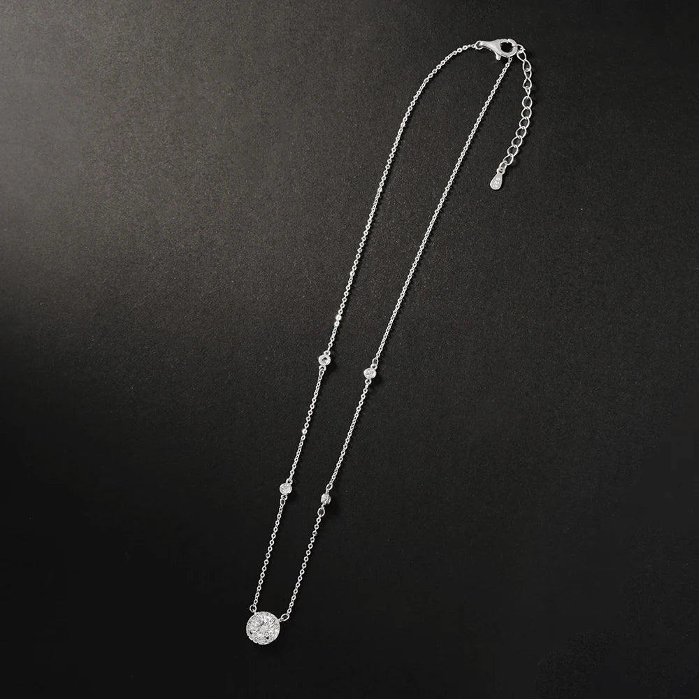 1CT Moissanite Necklace for Women Certified 925 Sterling Silver Sparkling Lab Diamond Pendant Chain Party Jewelry GRA USA Stock