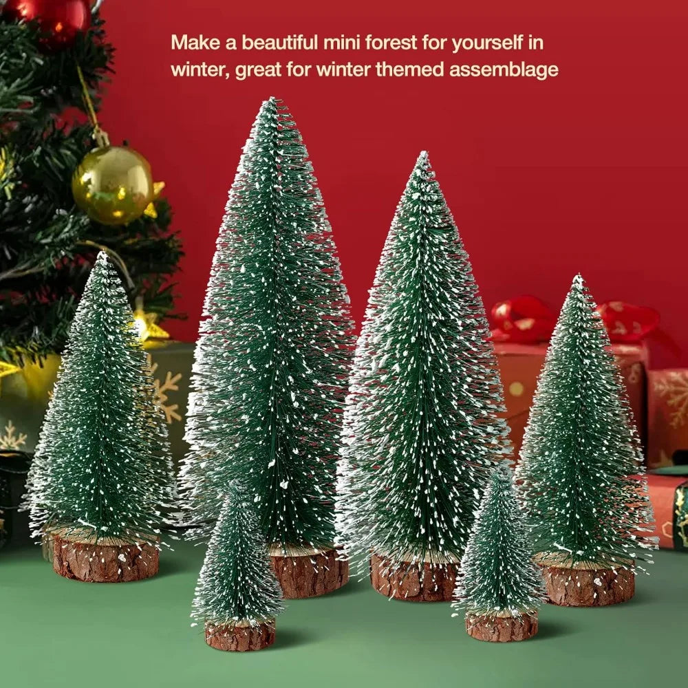 Mini Christmas Trees Christmas Decor Artificial Christmas Decorations with 4 Sizes, Christmas Tree Bottle Brush Trees Christmas