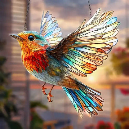 Cute Charming Cardinals Suncatcher Stained Glass Effect - HORA GIFT