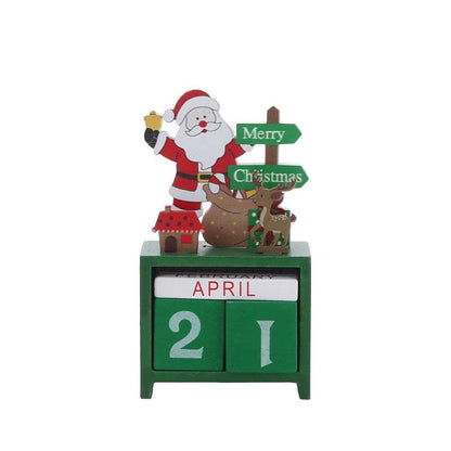 Christmas Count Down Calendar Santa Claus Elk Snowman Wooden Calendar - HORA GIFT