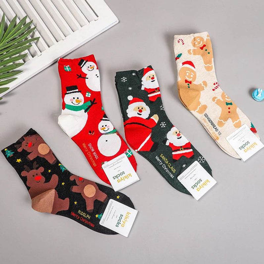 Women's Christmas Socks Cute Interesting High Quality Cartoon Santa Claus Autumn - HORA GIFT