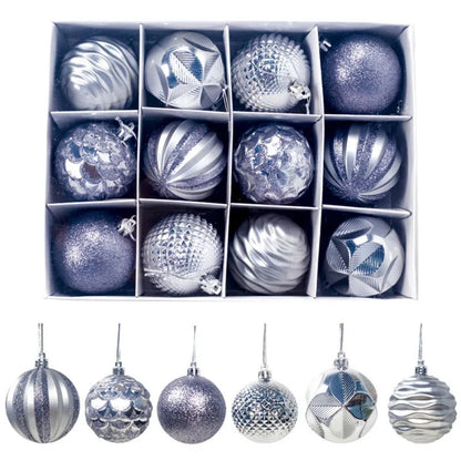 12pcs/set Christmas Round Balls Ornaments With Hanging Rope Christmas Tree Balls Pendant Navidad 2025 New Year Party Decorations