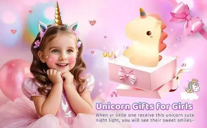 【Perfect Christmas Gift】Adorable Unicorn Silicone Night Light – USB Rechargeable 3-Level Dimmable Touch Lamp