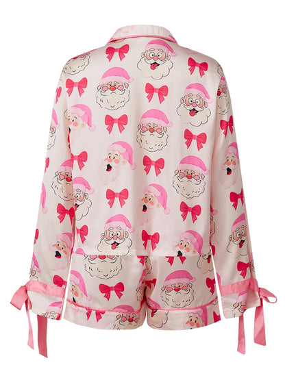 Festive Family Matching Pajamas Set with Reindeer Print Long Sleeve Tops and Pants for Christmas Eve Cozy Time