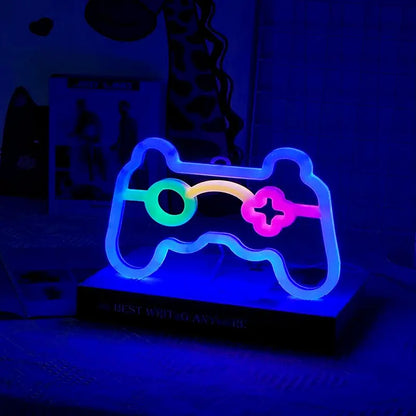 LED Game Neon Sign Gamepad Controller Neon Signs Gaming Wall Lights Decor for Game Room Gift Camping Children Room Party Decor