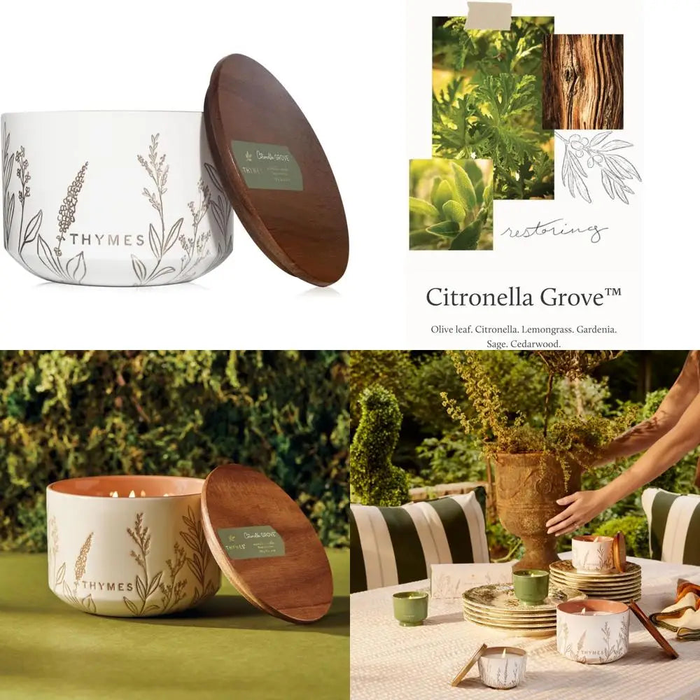 Outdoor Citronella Candles - Patio Scented with Olive Leaf & Lemongrass - Backyard Essential Aromatics