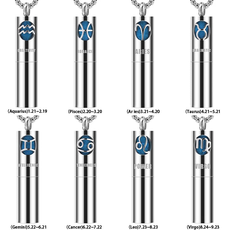 Twelve Constellation Aromatherapy Essential oil diffuser Pendant necklace Stainless steel new Aromatherapy necklace Niche pendan