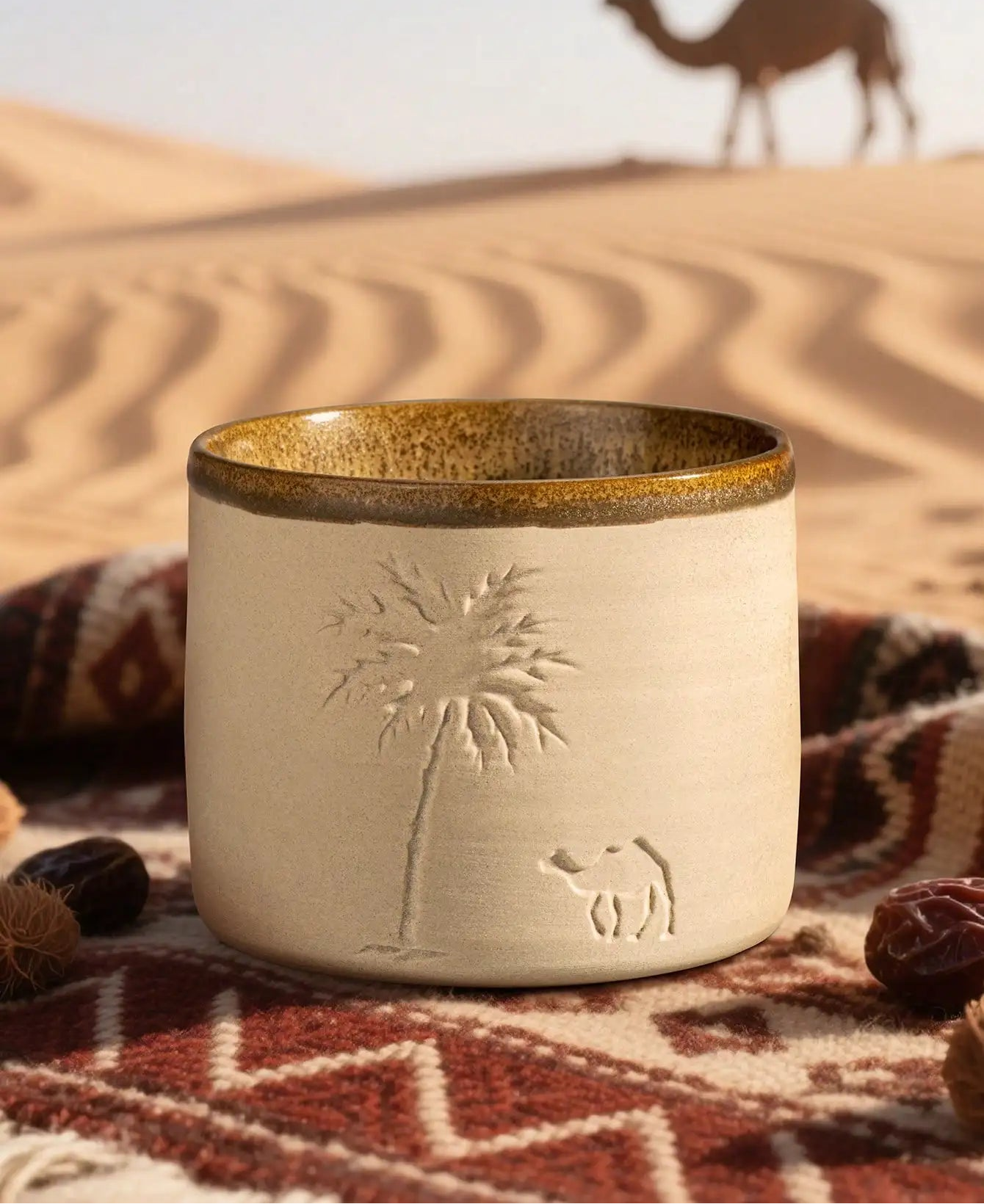 1pc Desert Camel & Palm Tree Ceramic Coffee Mug Coffee Cup - Reusable, Hand-Wash, Gift, Home Decor, Durable Cup for Gatherings
