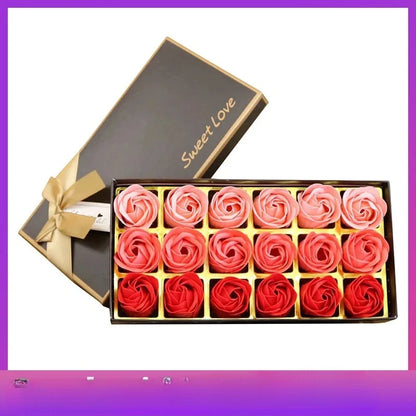 Soap Rose Romantic Scented Bath Soap Flowers Home Decor Fake Flower Wedding Pink Petal Valentine's Day Party Gift Box