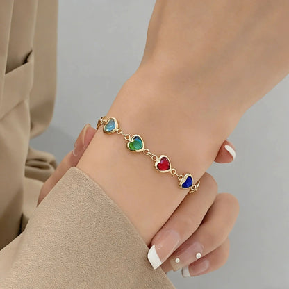 Fashion Women's Bracelet with Colorful Heart Gem Stones