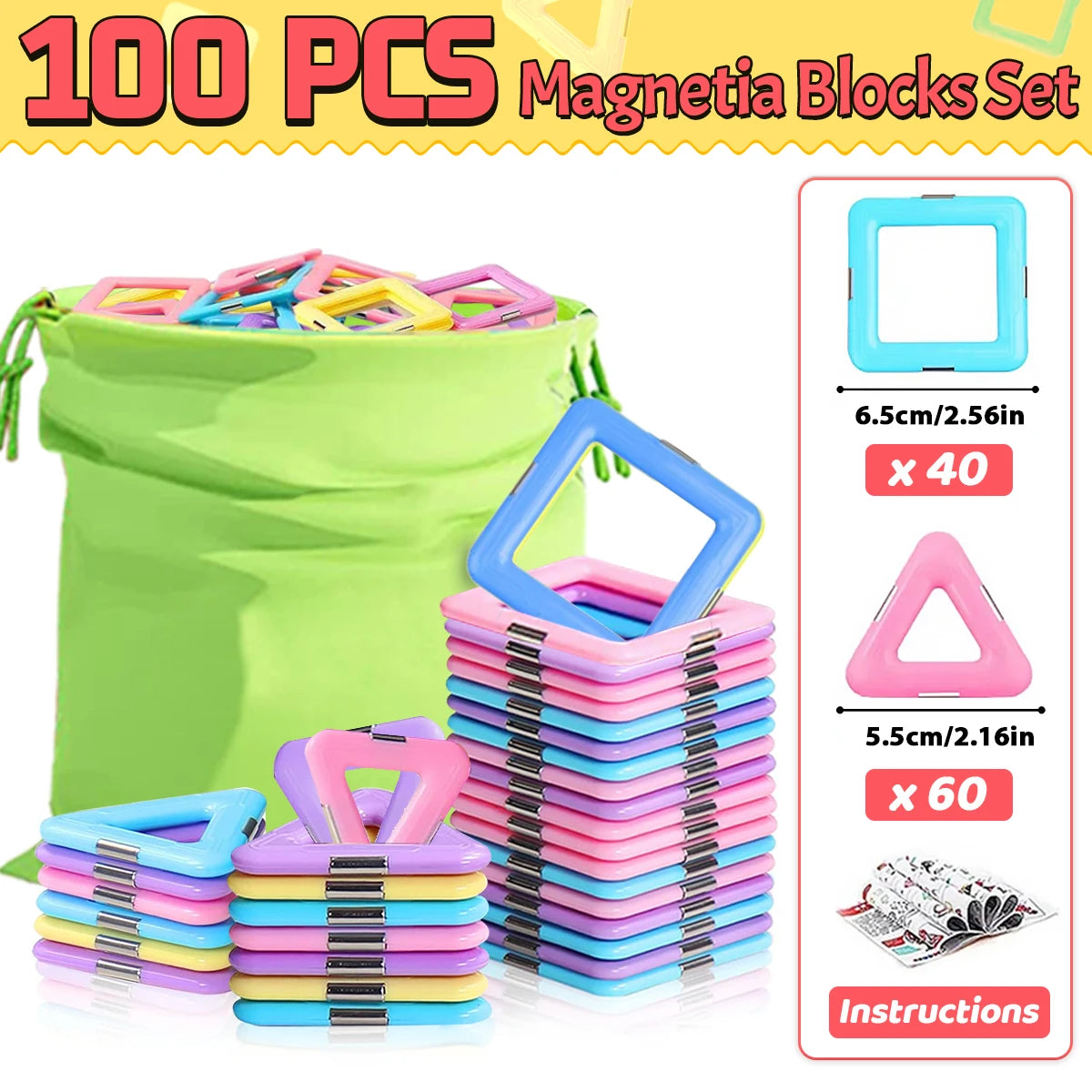 Magnetic Blocks Magnetic Building Blocks Set Magnetic Blocks STEM Toys Creativity Educational Construction Toys for Kids Gifts