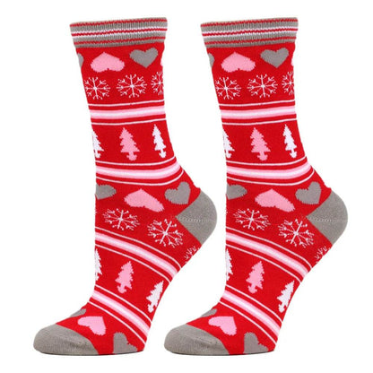 Christmas Mid-Calf Socks for Men Women Santa Claus Autumn Winter Gingerbread Man Cotton Elastic Gift Party Calf-Length Socks - HORA GIFT