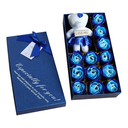 Soap Rose Romantic Scented Bath Soap Flowers Home Decor Fake Flower Wedding Pink Petal Valentine's Day Party Gift Box