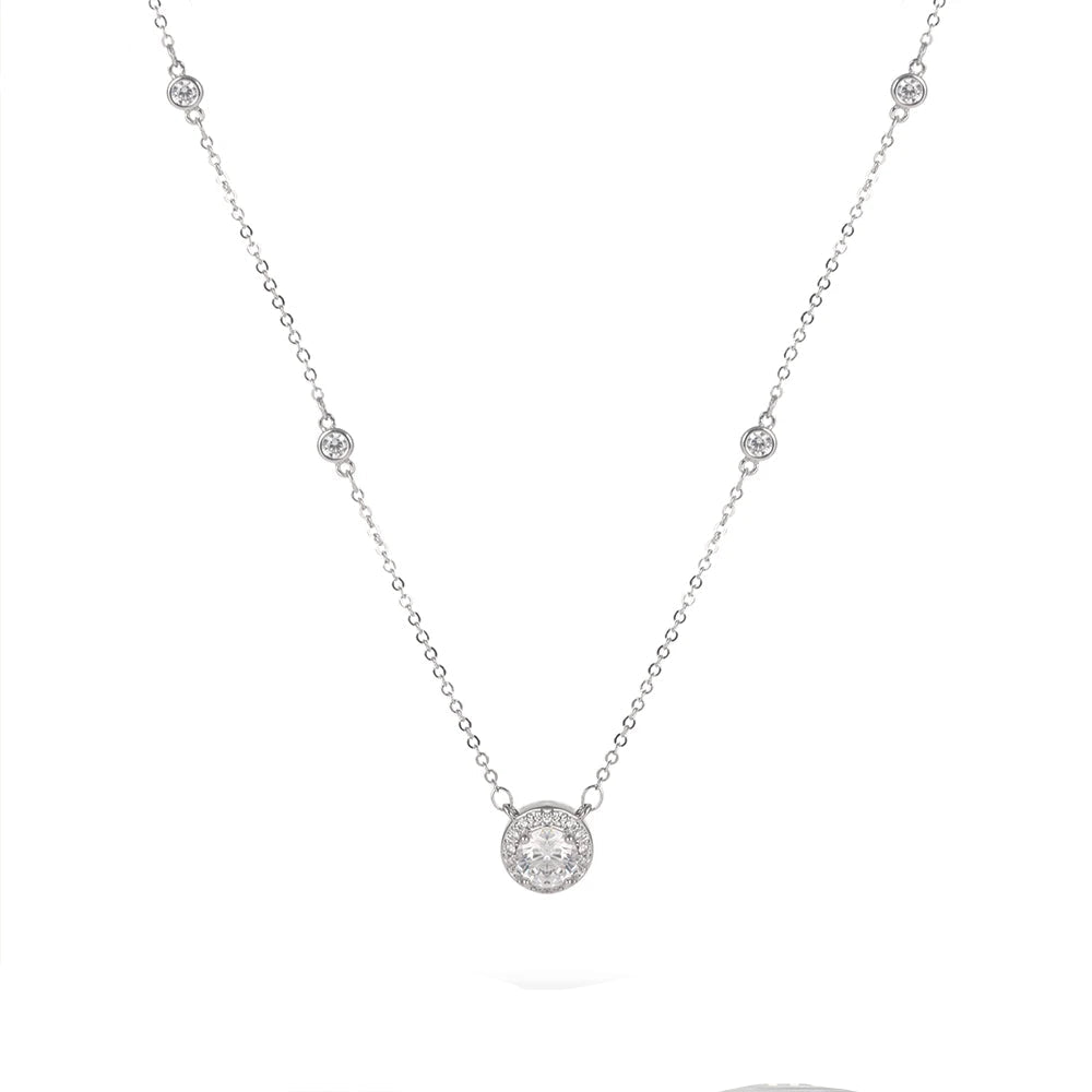 1CT Moissanite Necklace for Women Certified 925 Sterling Silver Sparkling Lab Diamond Pendant Chain Party Jewelry GRA USA Stock