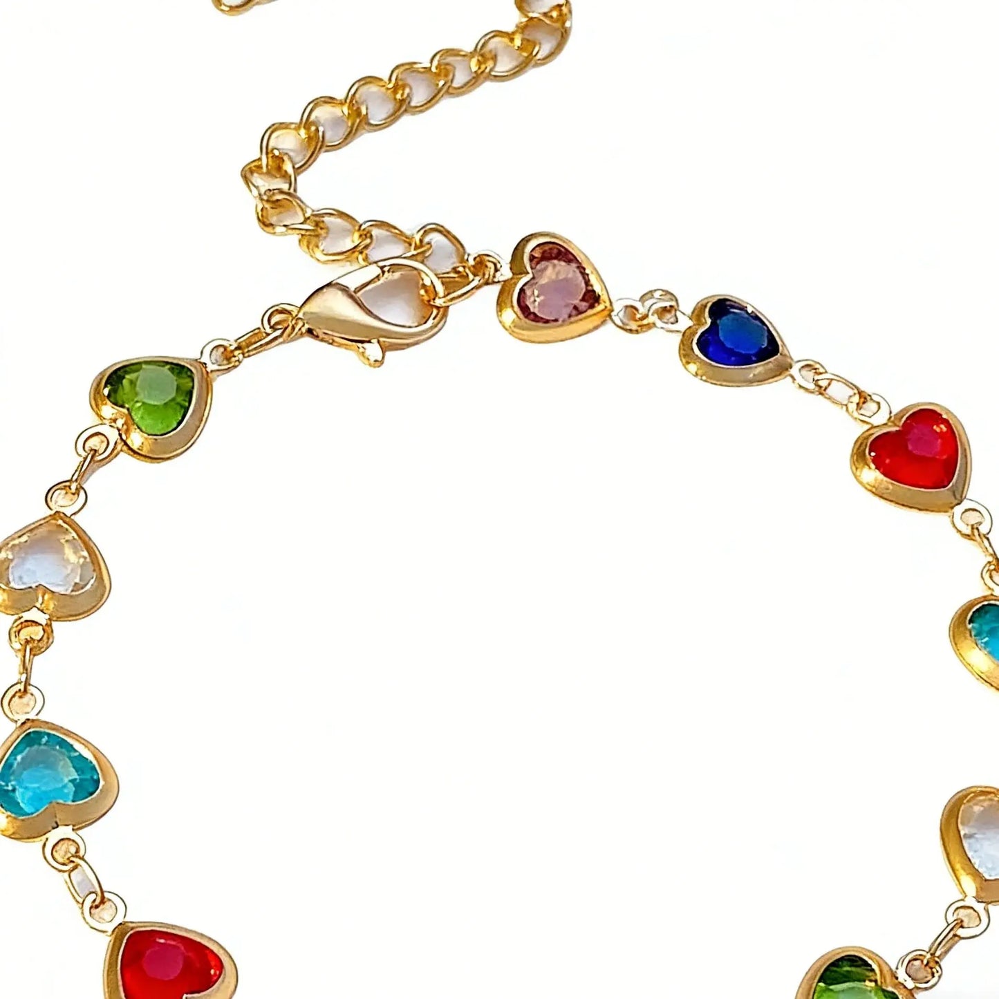Fashion Women's Bracelet with Colorful Heart Gem Stones