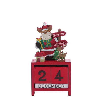 Christmas Count Down Calendar Santa Claus Elk Snowman Wooden Calendar - HORA GIFT