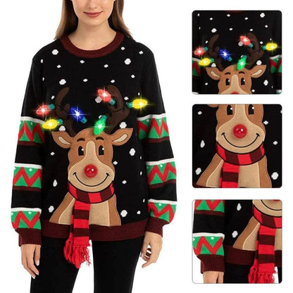 Women LED Light Up Holiday Sweater Christmas - HORA GIFT
