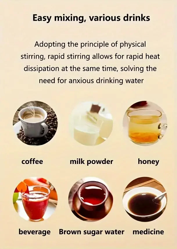 Smart mixing coffee cup LED display|USB charging|magnetic mixing function