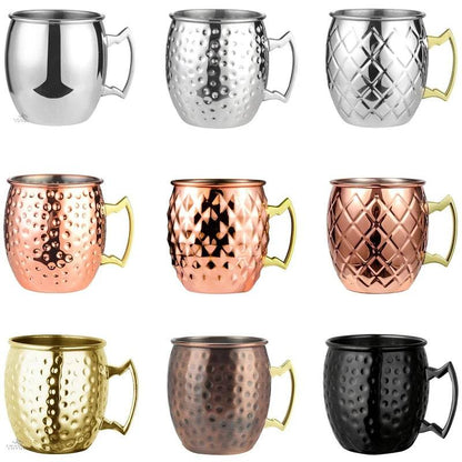 1pcs 550ml 18 Ounces Moscow Mule Mug Stainless Steel Hammered Copper - HORA GIFT