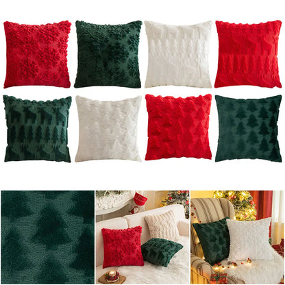 Christmas Pillow Covers Soft Plush Pillowcase Cushion Cover for Couch Sofa Holiday Festivals Winter Home Decor