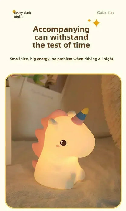 【Perfect Christmas Gift】Adorable Unicorn Silicone Night Light – USB Rechargeable 3-Level Dimmable Touch Lamp