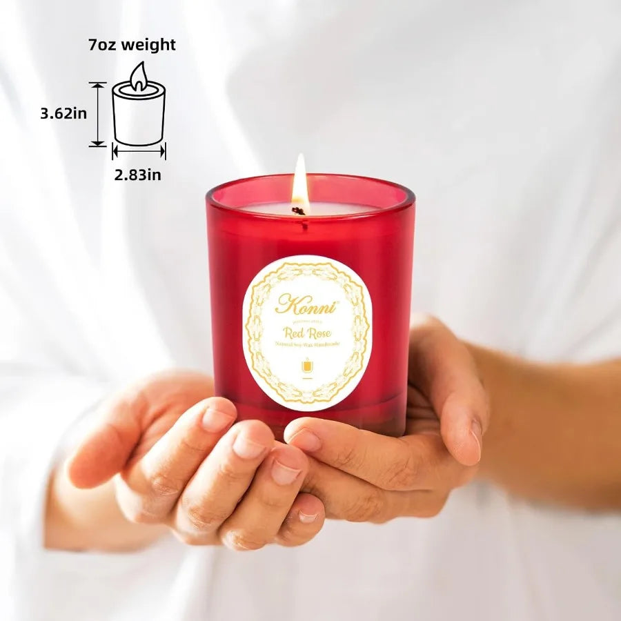 Scented Candles Red Rose Soy Candle with SingleWick Jar Design for Aromatherapy 40 Hours of LongLasting Burn Time Perfect Gift