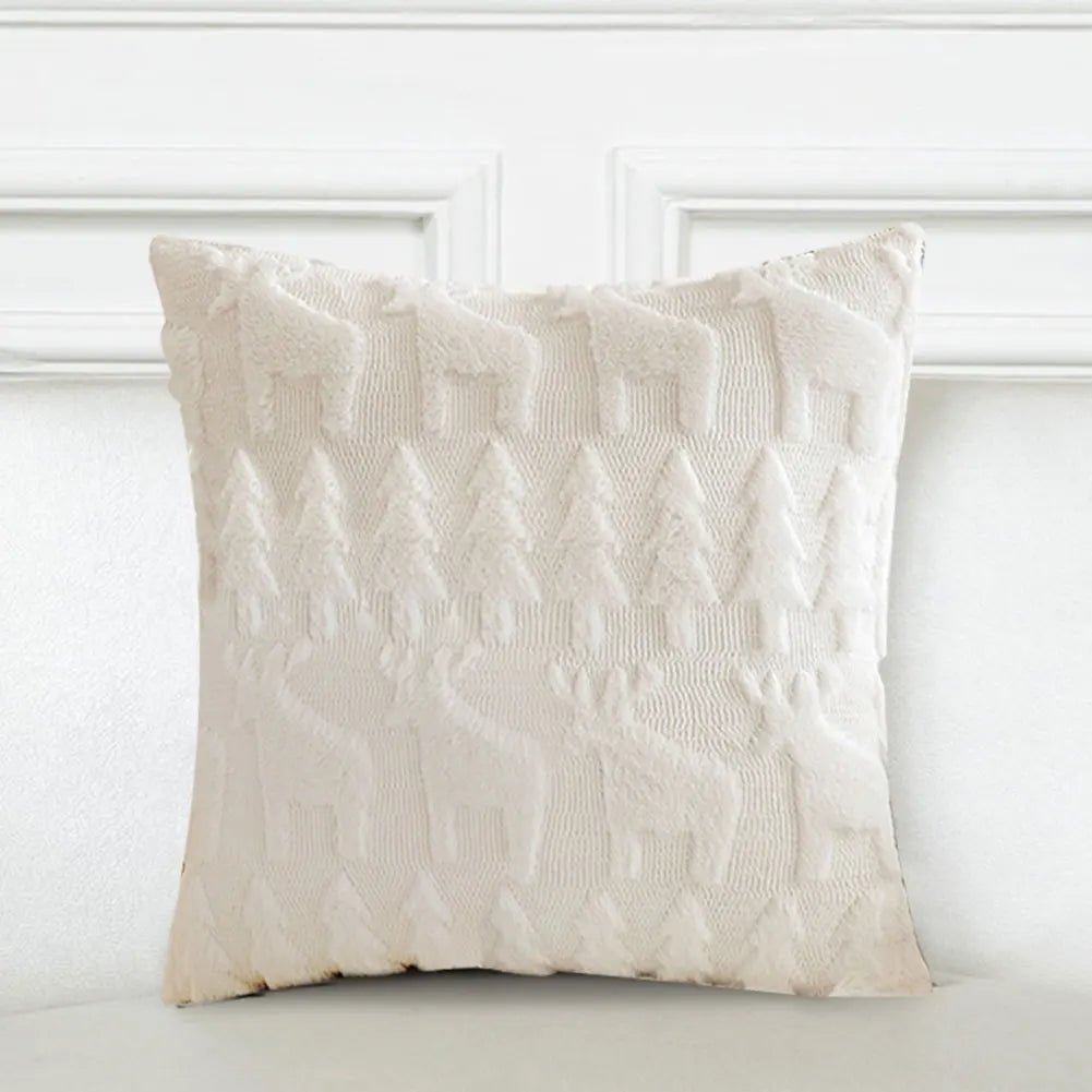 Christmas Pillow Covers Soft Plush Pillowcase Cushion Cover for Couch Sofa Holiday Festivals Winter Home Decor