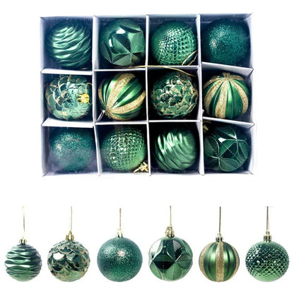 12pcs/set Christmas Round Balls Ornaments With Hanging Rope Christmas Tree Balls Pendant Navidad 2025 New Year Party Decorations