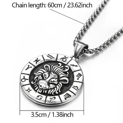12 Constellation Zodian Signs Pendants Unique Design Horoscope Two-Sided Pendant Necklace for Men  Jewelry Birthday Gifts