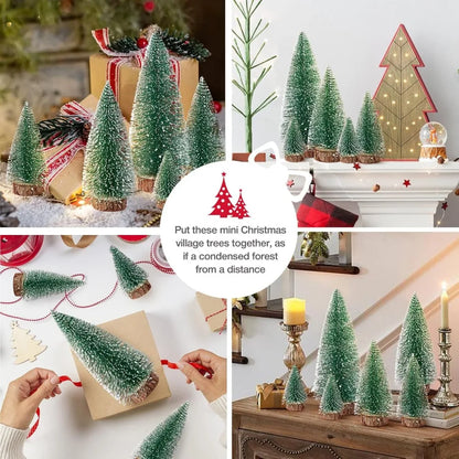 Mini Christmas Trees Christmas Decor Artificial Christmas Decorations with 4 Sizes, Christmas Tree Bottle Brush Trees Christmas
