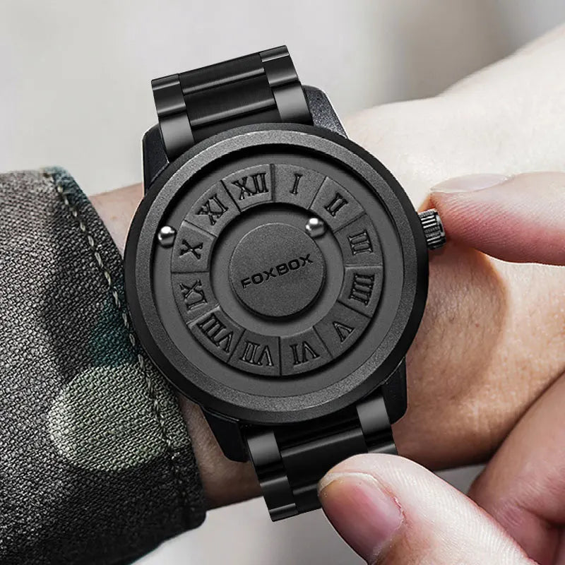 FOXBOX Military Waterproof Watch For Men LIGE Luxury Crolling Pointer Magnetic Force Watch Men Fashion Sport Quartz Chronograph