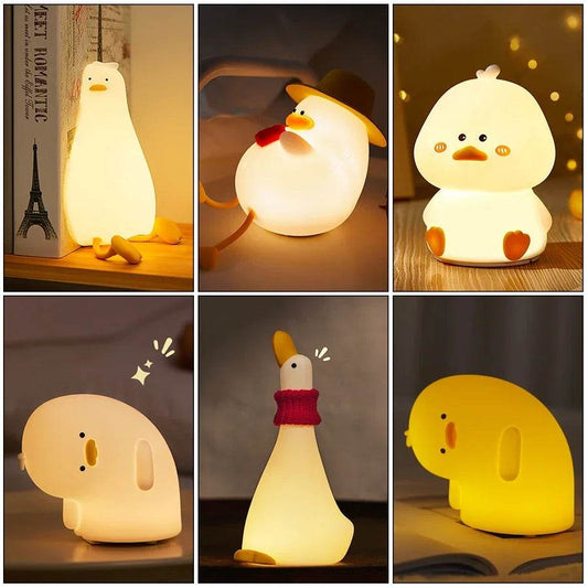Rechargeable LED Night Light Cute Duck Silicone Patting Lamp Nursery Children Nightlights Home Bedside Room Decor Birthday Gift - HORA GIFT