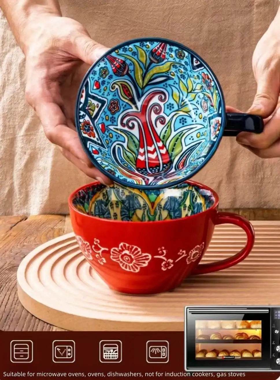 Bohemian Morning Tea Mug, 13.5 oz Ceramic Coffee Mug for Family Colleagues Teachers Wives Husbands Sisters Brothers Funny - HORA GIFT