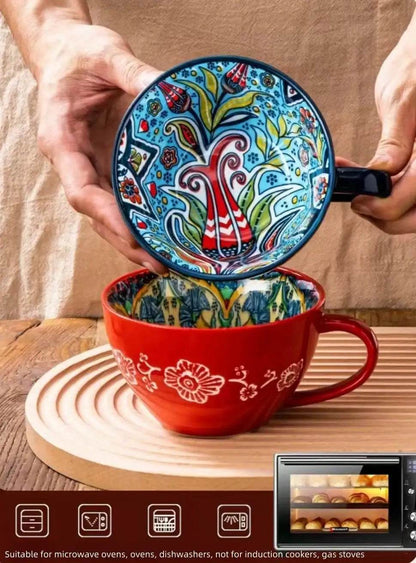 Bohemian Morning Tea Mug, 13.5 oz Ceramic Coffee Mug for Family Colleagues Teachers Wives Husbands Sisters Brothers Funny - HORA GIFT