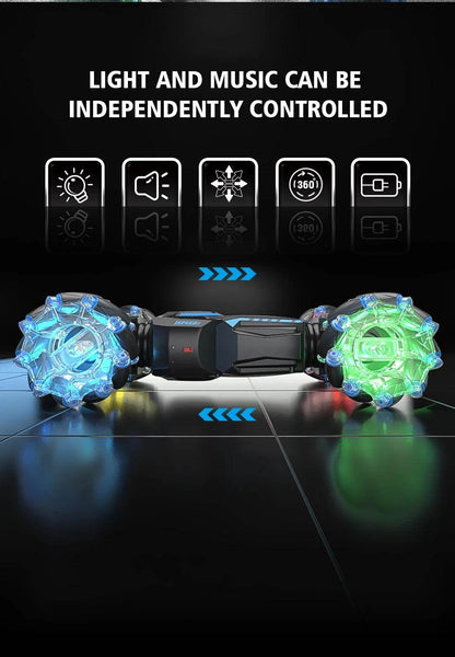 4WD RC stunt car rotation drift 2.4G wireless remote control car children's and boys sound and light toy car - HORA GIFT