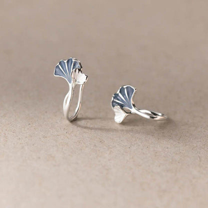 New in 925 Sterling Silver Drip Glue Ginkgo Biloba Leaves Ear Piercing - HORA GIFT